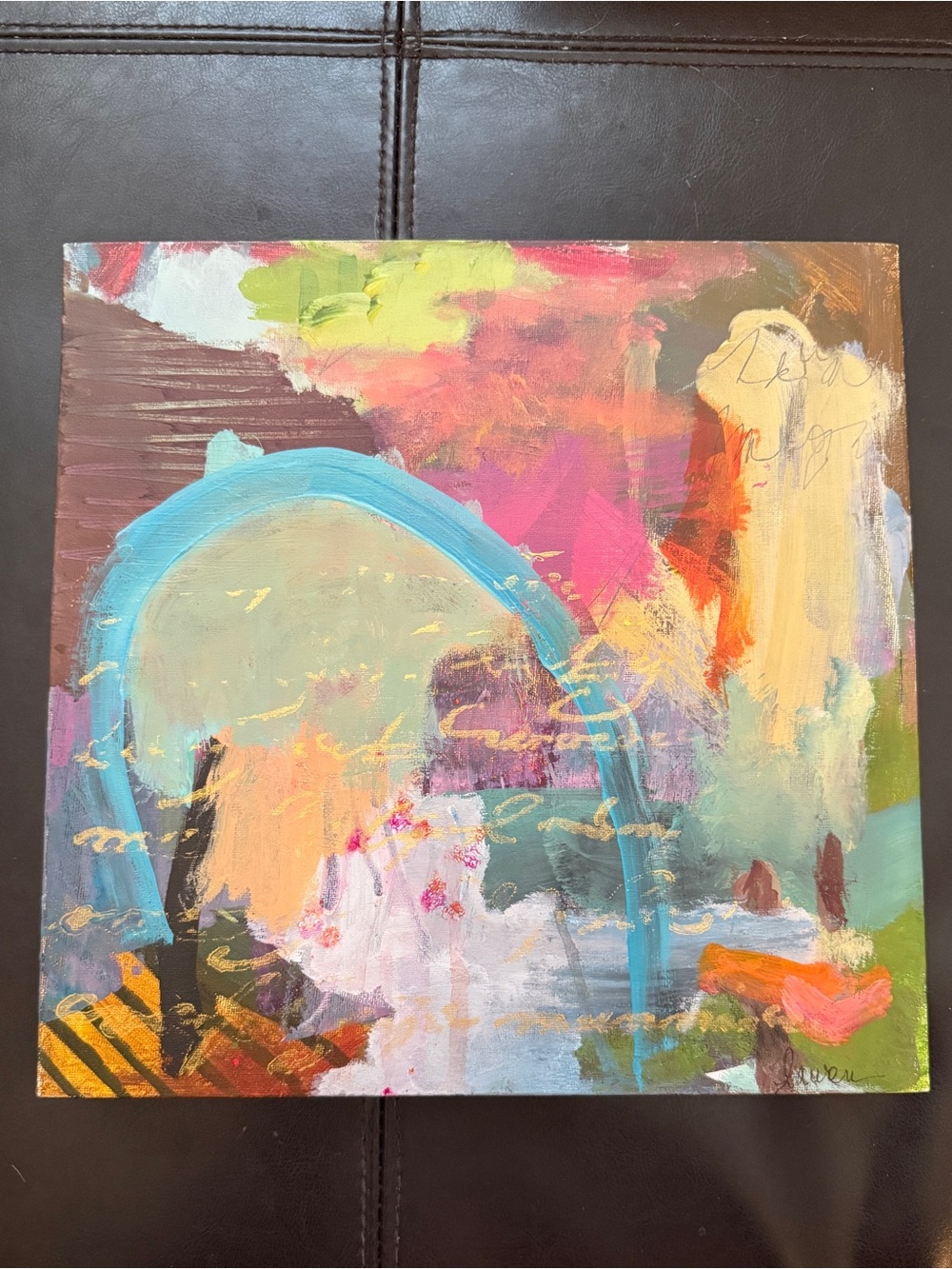 Original abstract acrylic painting on 10”x10”x1” canvas